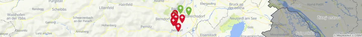 Kartenansicht für Apotheken-Notdienste in der Nähe von Günselsdorf (Baden, Niederösterreich)